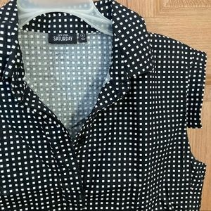KATE SPADE SLEEVELESS A-LINE GINGHAM-LIKE PRINT DRESS